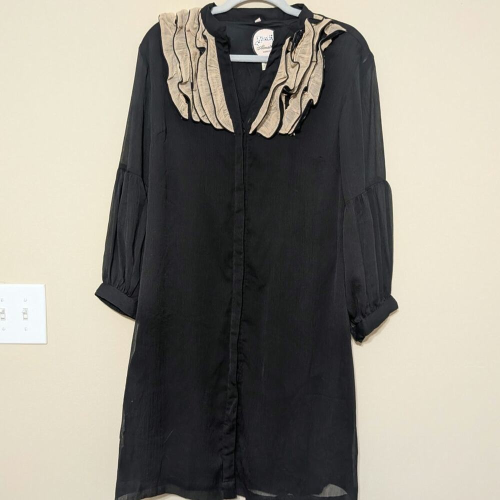 Romantic Goth Vintage Inspired Black Long Sleeve Dress